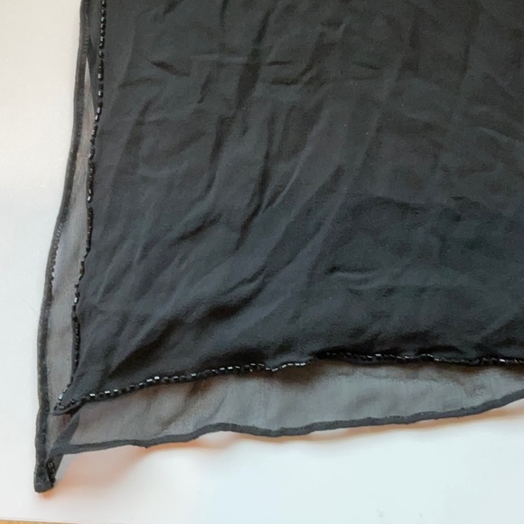 Black Silk bead trimmed scarf - Picture 5 of 9